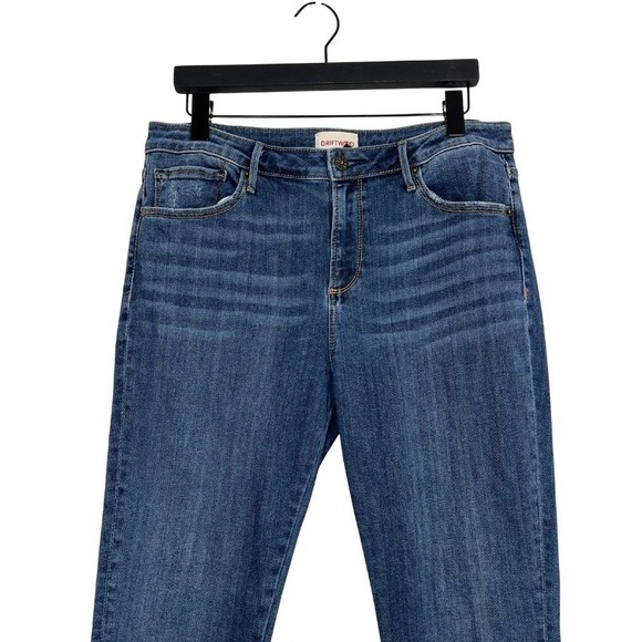 Driftwood Jackie Embroidered Ankle Jeans Sz 32 Floral Raw Hem Mid Rise Boho - Picture 3 of 11